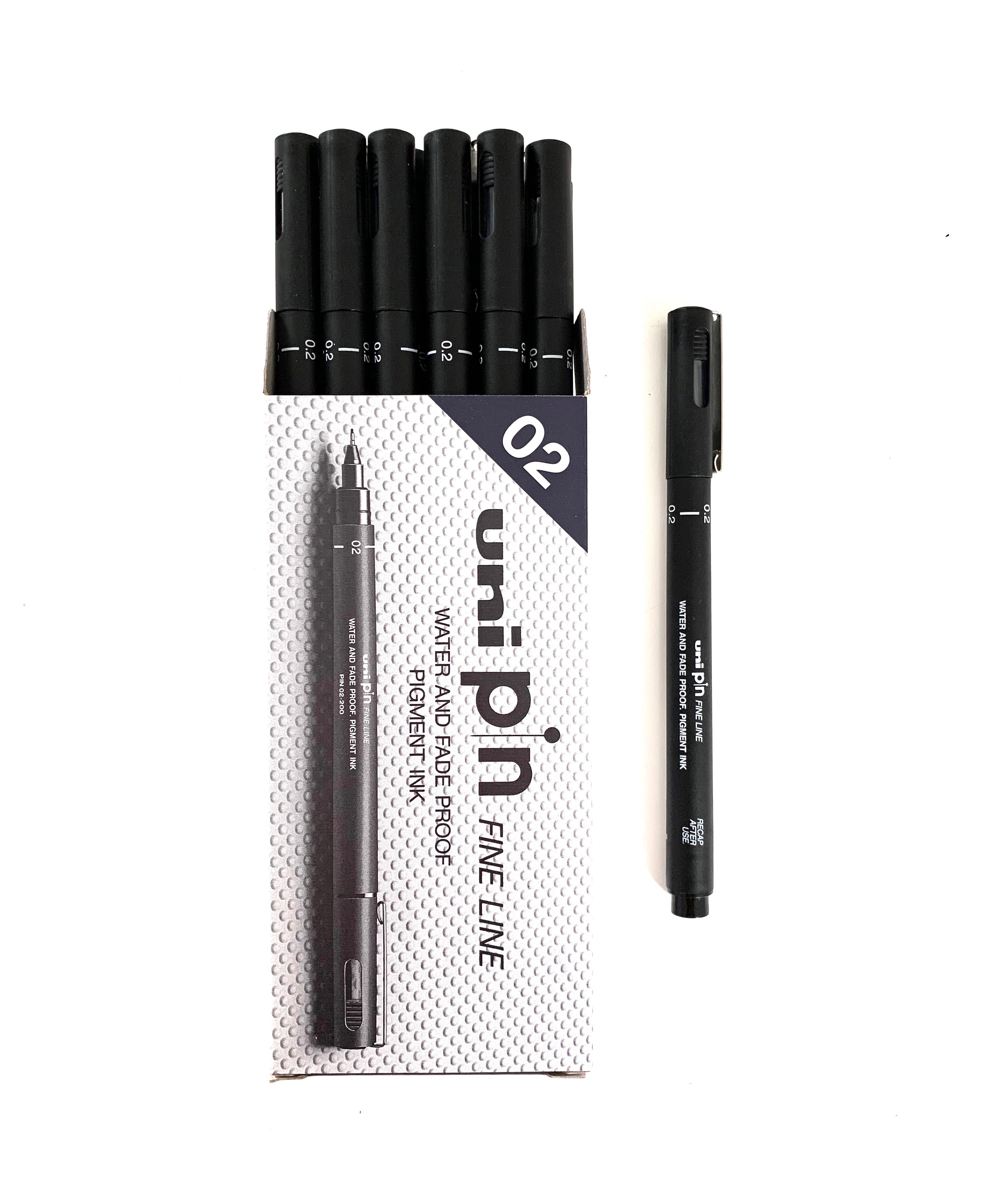 Uni Pin Fine Line , Water and Fade Proof Pen pigment Ink Black 